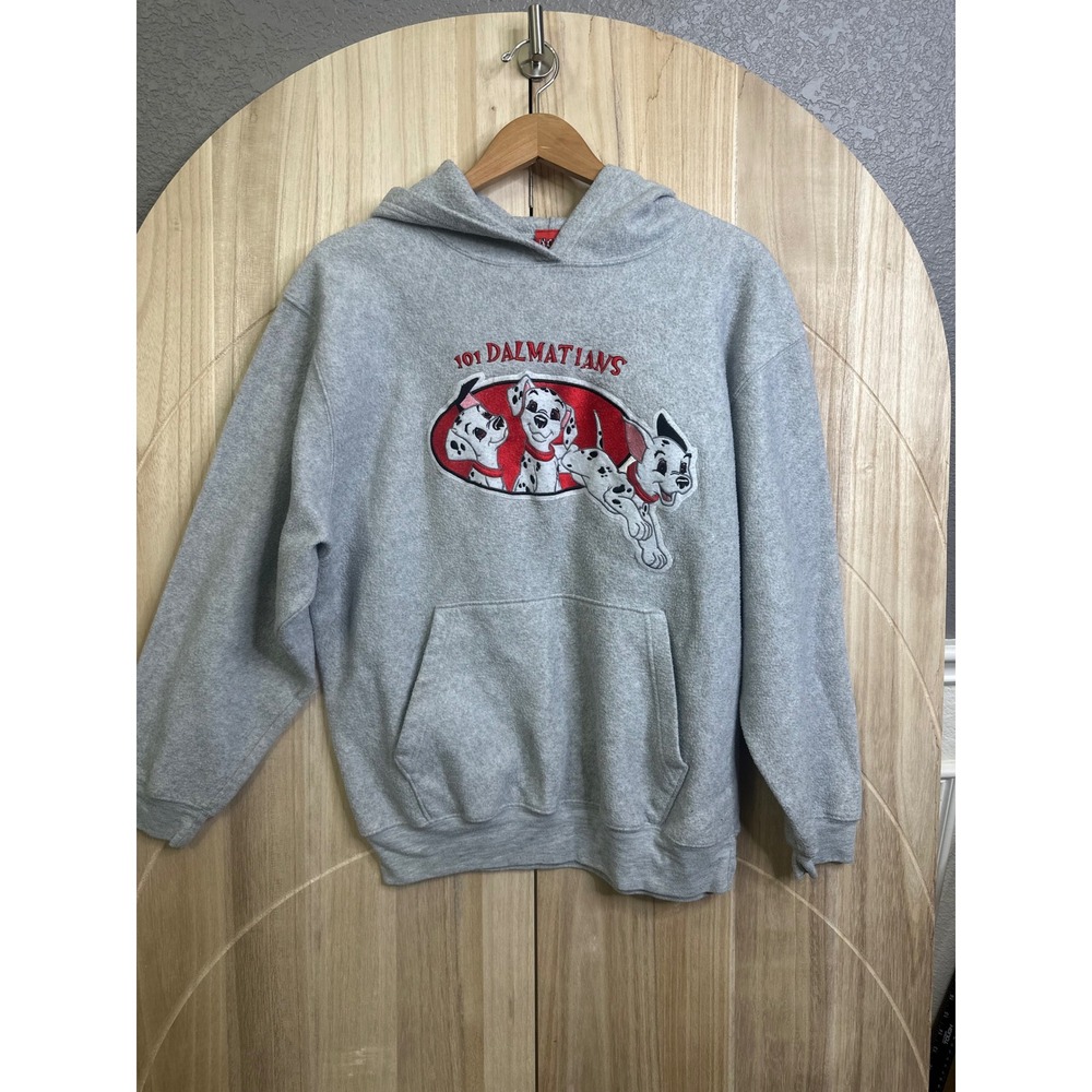 Disney 101 Dalmatians Embroidered‎ Fleece Hoodie Gray XL vintage 90s